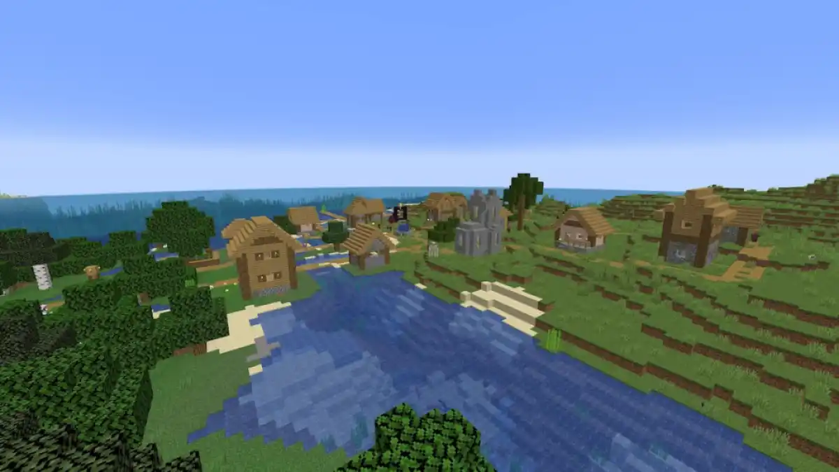 A calm Plains Village next to the ocean.