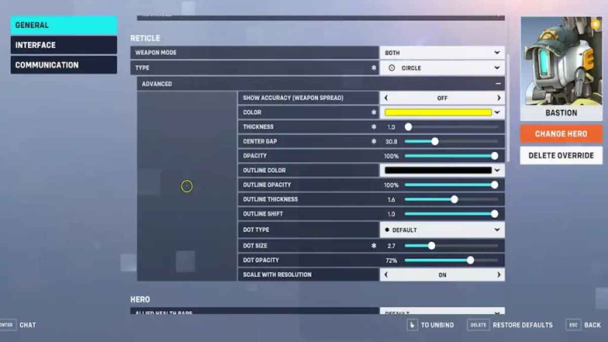 The best Bastion crosshair settings in Overwatch.