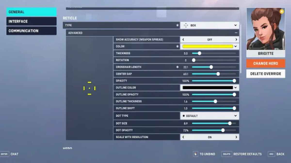 The best crosshair settings for Brigette in Overwatch 2.