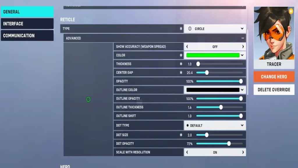 The best crosshair settings for Tracer in Overwatch 2.