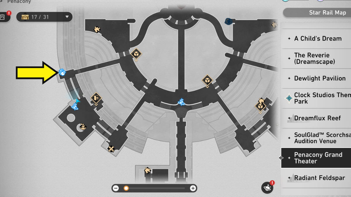 Honkai: Star Rail arrow pointing to path of dreamdive location