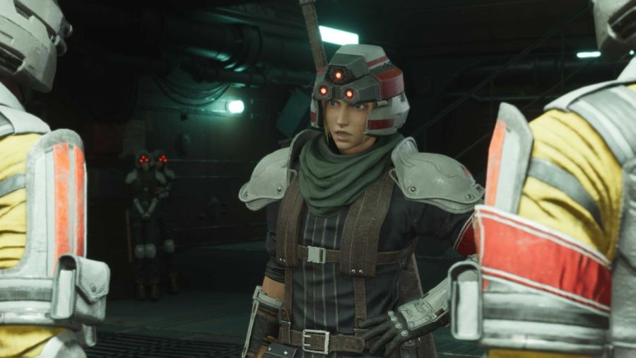 Cloud in his Infantry uniform in FF7 Rebirth Junon