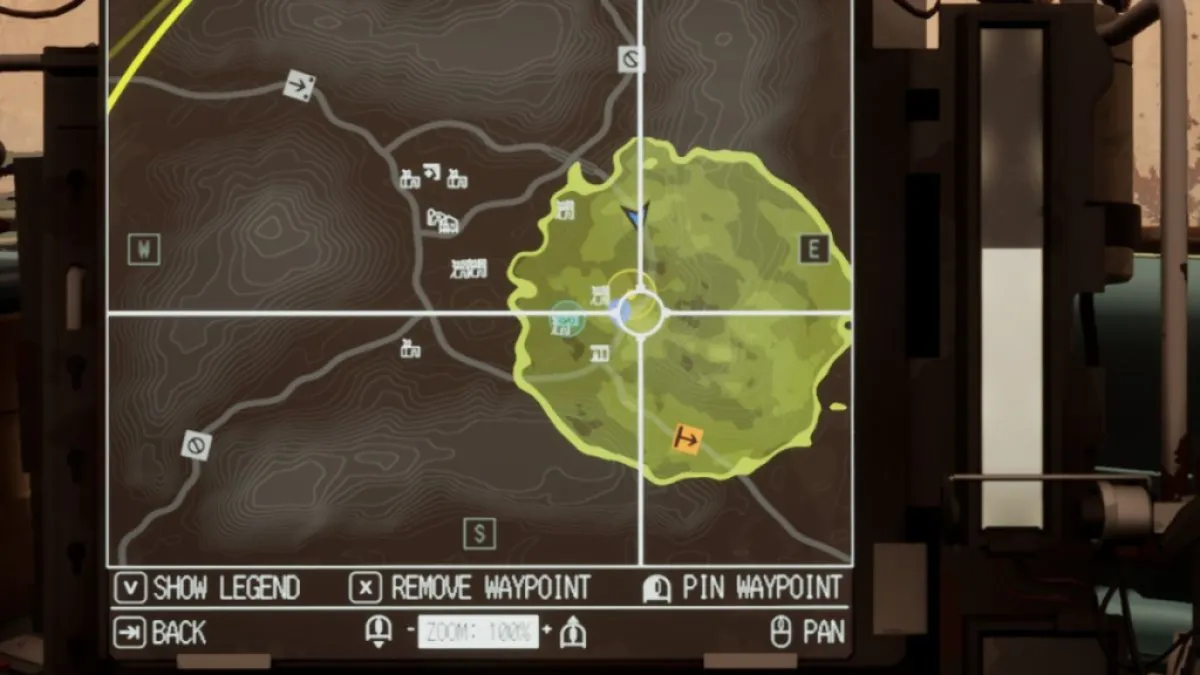 Storm indicator on the map in Pacific Drive