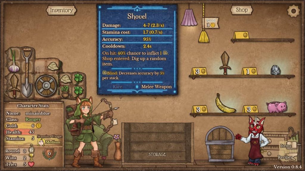 Shovel stats in Backpack Battles