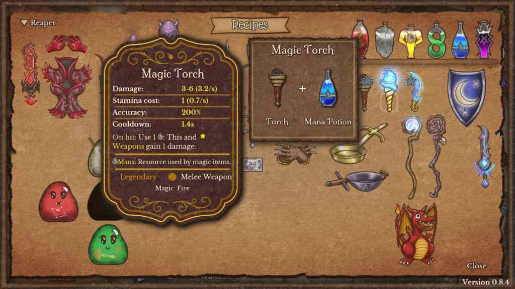 Magic Torch crafting recipe in Backpack Battles