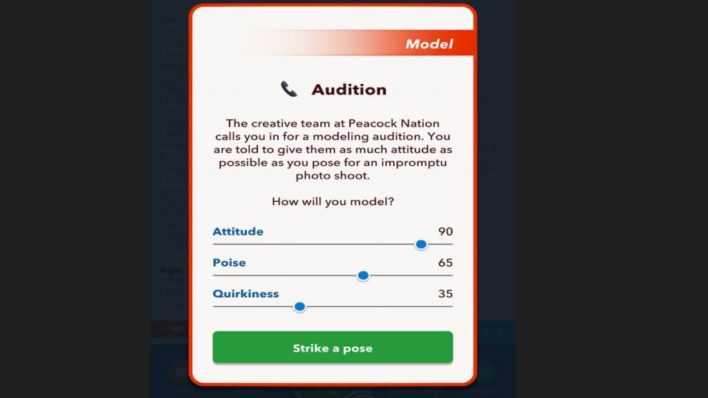 Bitlife model answers for an audition in Scenario 2