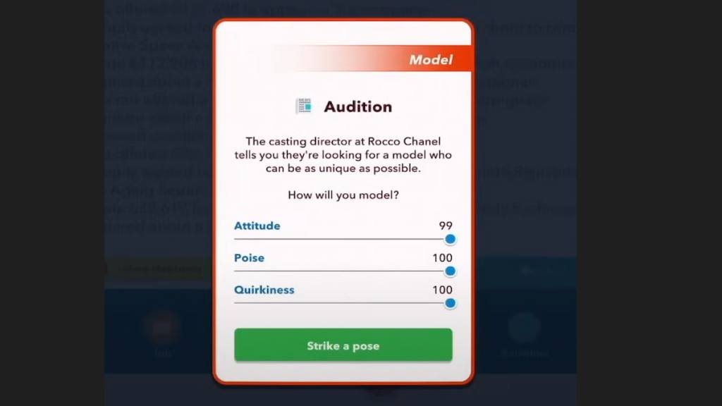 Bitlife model answers for an audition in Scenario 3