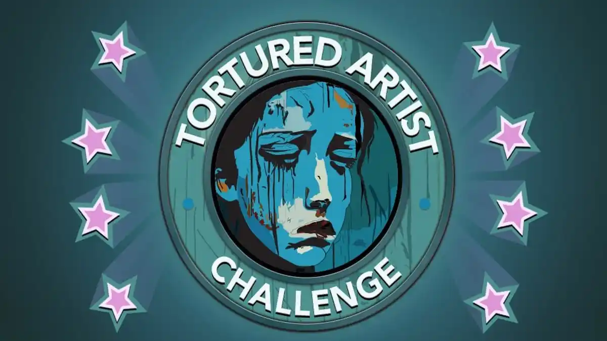 A green face of a tortured and sad artist as the logo for the BitLife Tortured Artistic Challenge