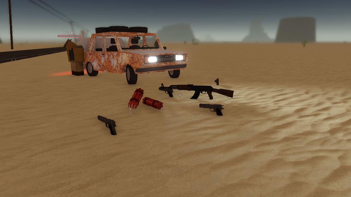Guns on the desert sand in Dusty Trip
