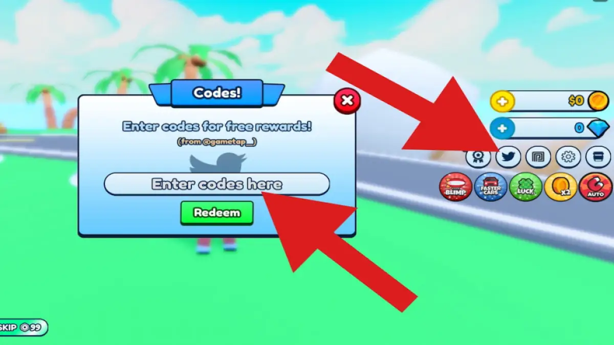 How to redeem codes in Car Wash Tycoon