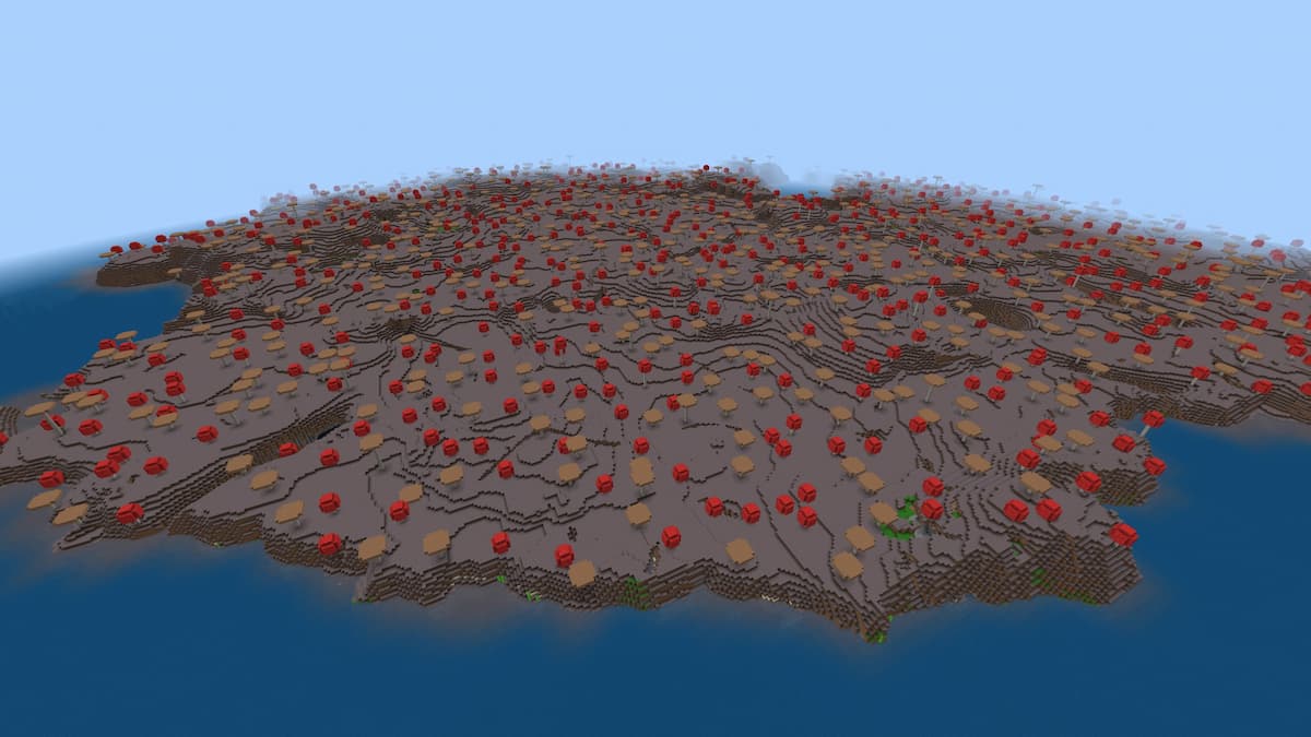 A giant Mushroom Island in Minecraft.
