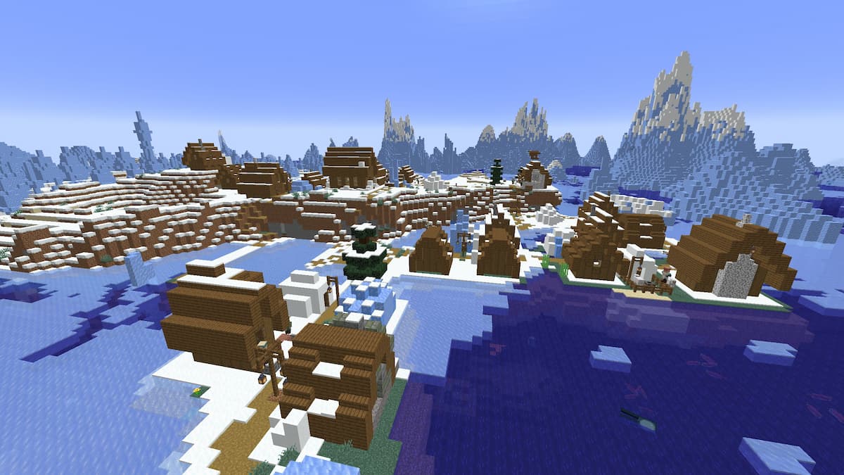 A Snowy Village in an Ice Spikes biome.