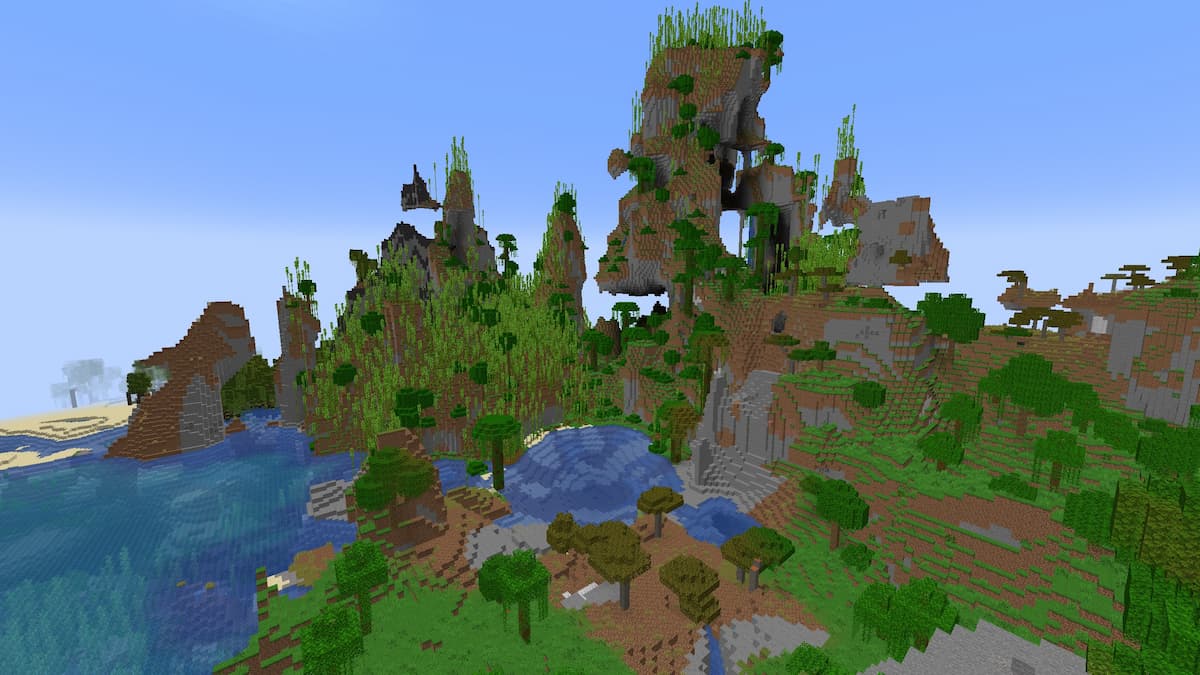 A crazy Windswept Jungle in Minecraft.