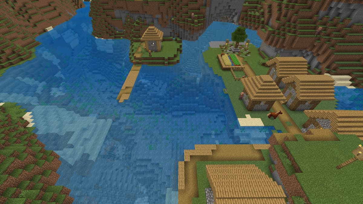 A Plains Village on top of a water-filled cavern.