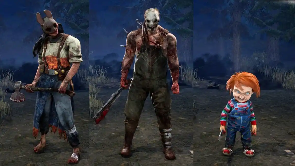 Dead by Daylight Killers Huntress, Trapper, and Chucky