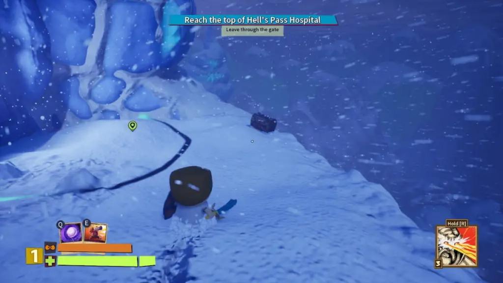 Player looking at nineteenth treasure chest in mission five of South Park Snow Day