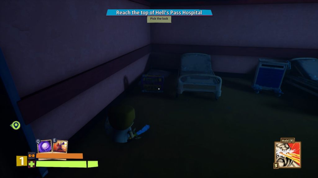 Player looking at the sixteenth treasure chest in mission five of South Park Snow Day