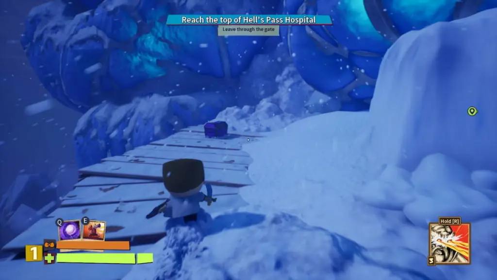 Player standing in front of the twentieth chest in mission five of South Park Snow Day