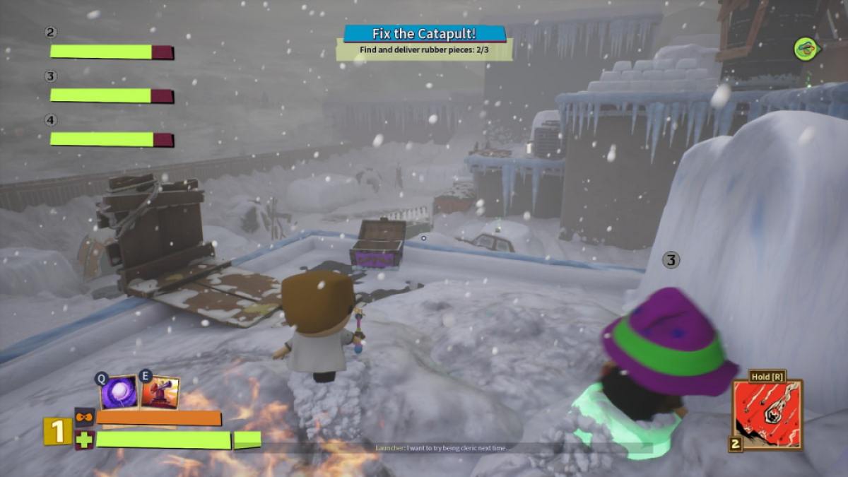 Player looking at an open purple treasure chest in the Main Street area in mission two of South Park Snow Day