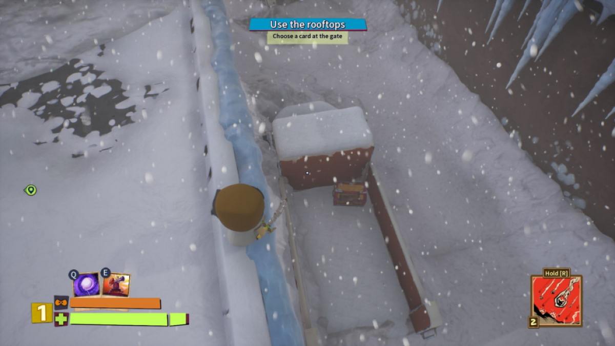 Player standing above a truck looking at a treasure chest in South Park Snow Day
