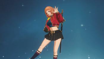 Hunter Emma Laurent from Solo Leveling Arise dressed in red jacket and black skirt