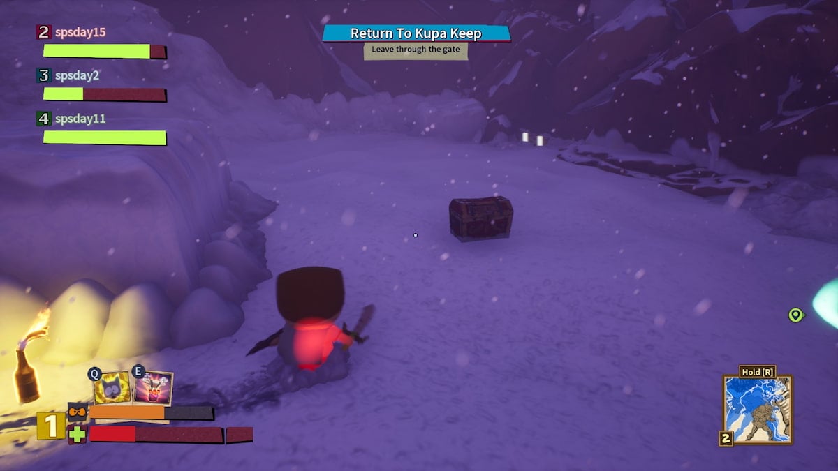 Player standing close to a treasure chest in South Park Snow Day