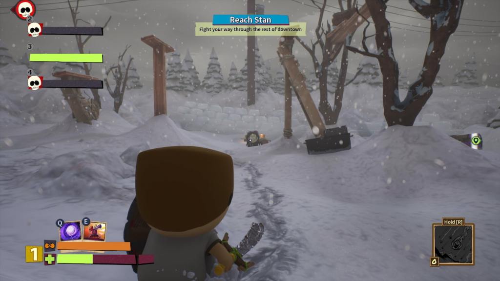 Player looking at Henritetta next to a tool box in South Park Snow Day