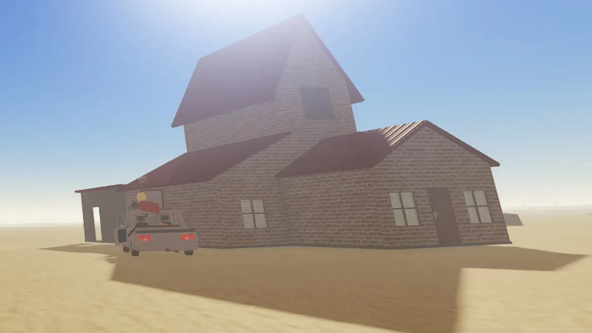 A house and a car in A Dusty Trip