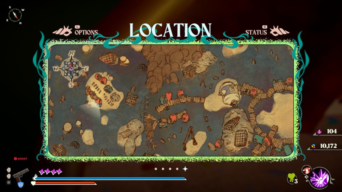 The map of the location to find the Cowboy outfit in Another Crab's Treasure.