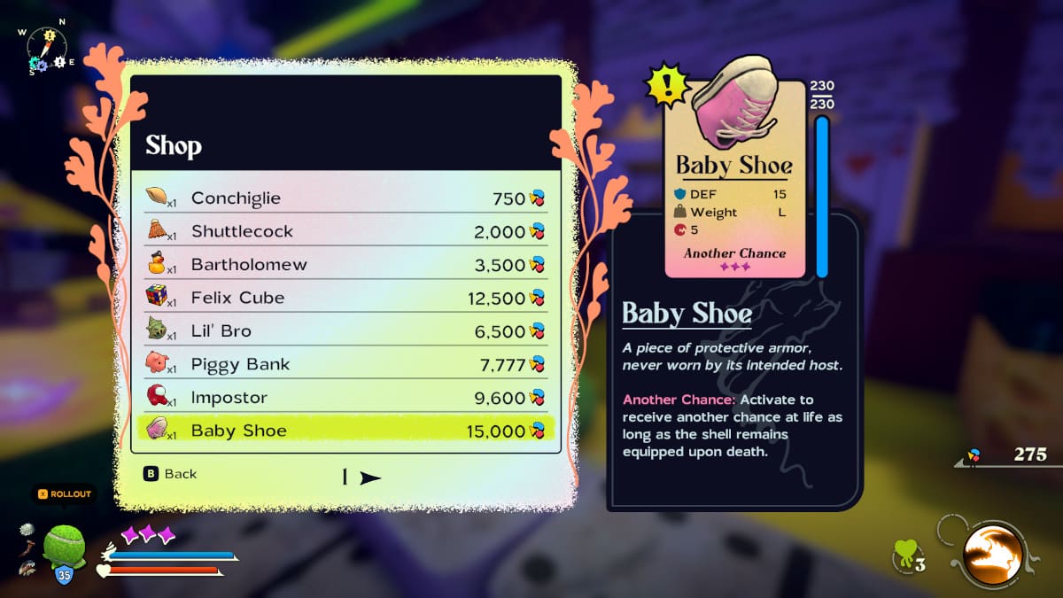 Purchase the Baby Shoe shell in the shop in Another Crab's Treasure.
