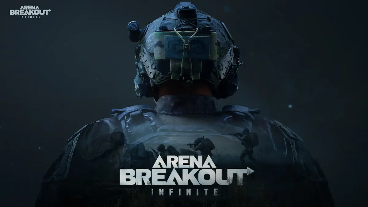 Arena Breakout: Infinite - Soldier in full gear standing over the title screen