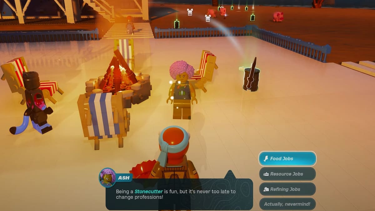 Player interacting with Ash villager in LEGO Fortnite
