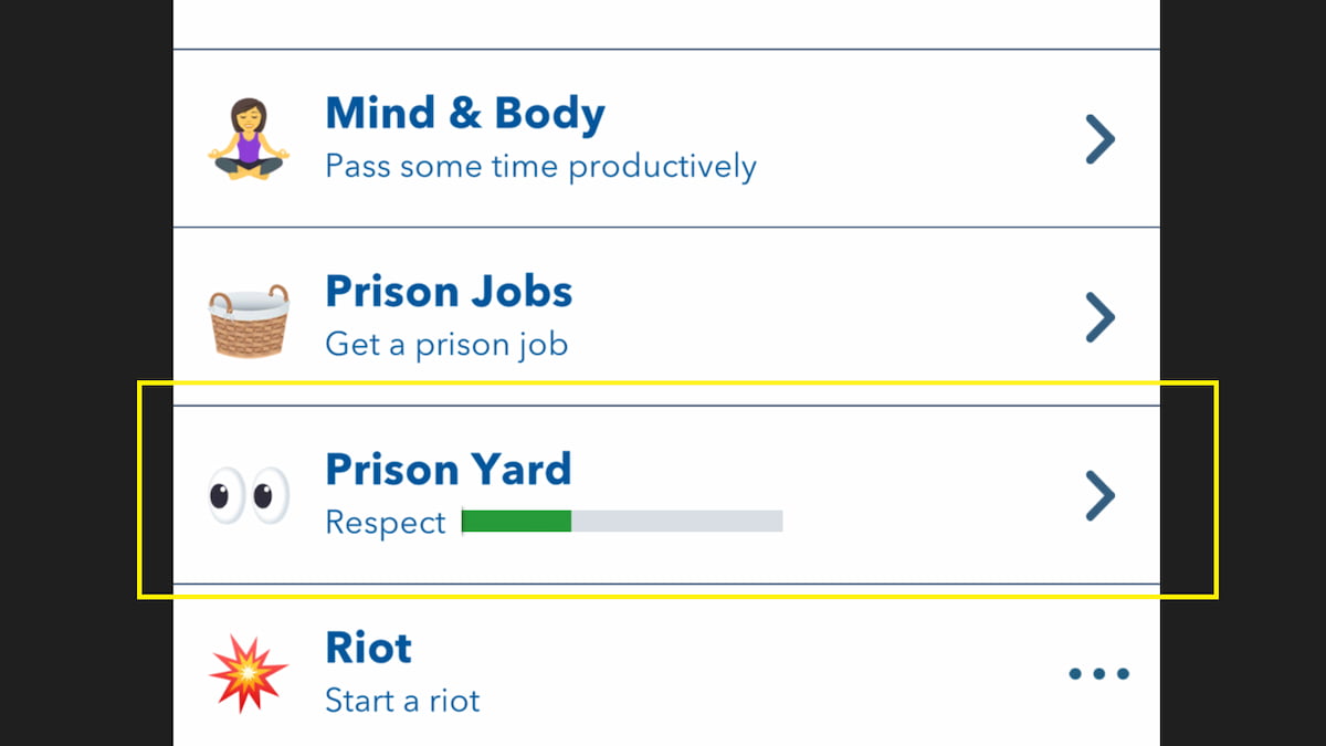 A screenshot of the prisoners list in BitLife