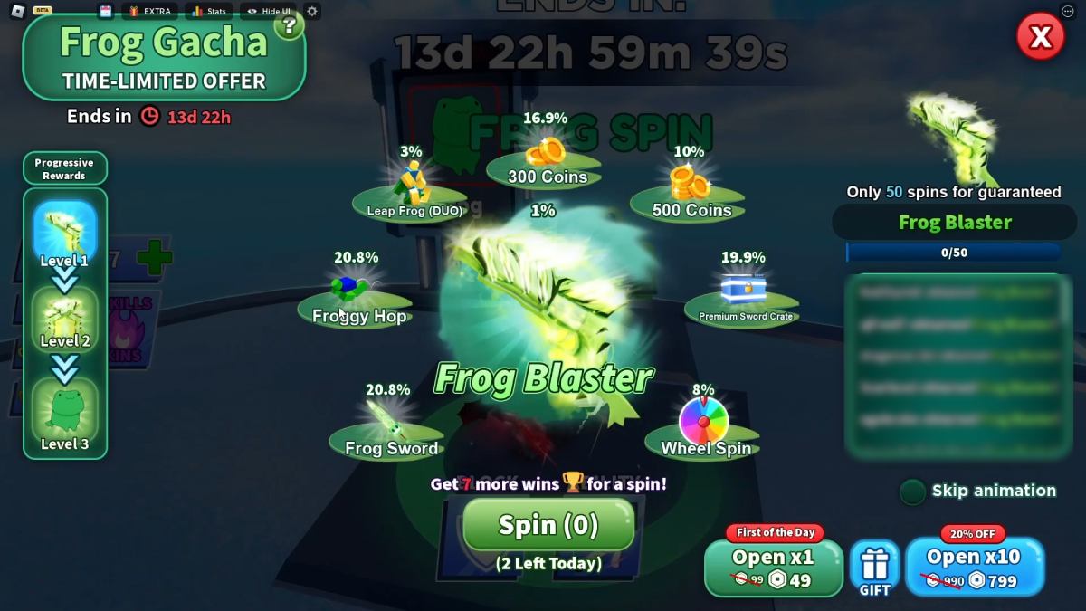 Blade Ball Frog Spin rewards
