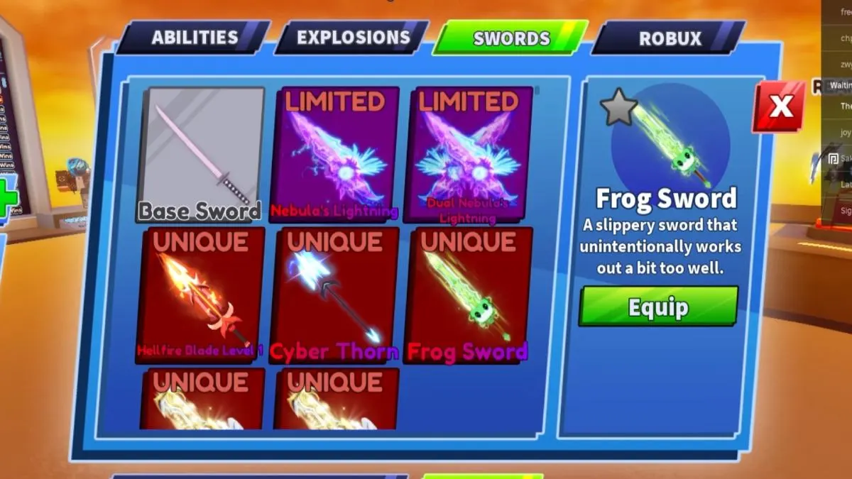 Frog Sword description in Blade Ball
