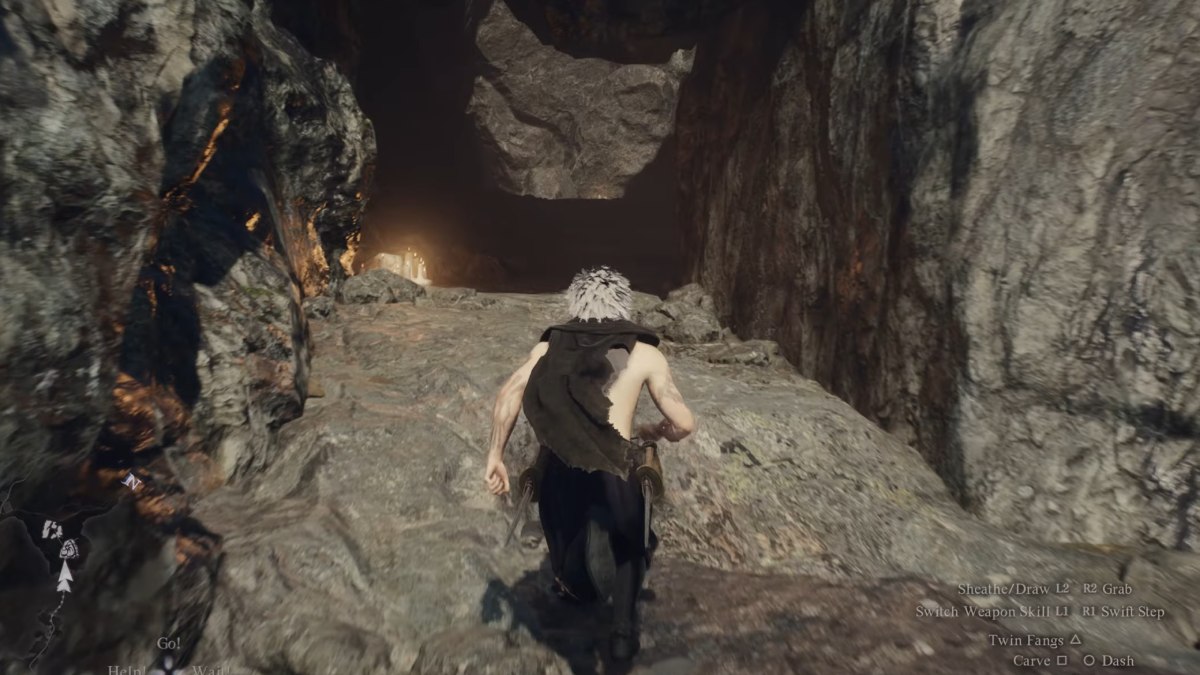 Narrow tunnel that leads to Bay Wayside Shrine in Dragon's Dogma 2