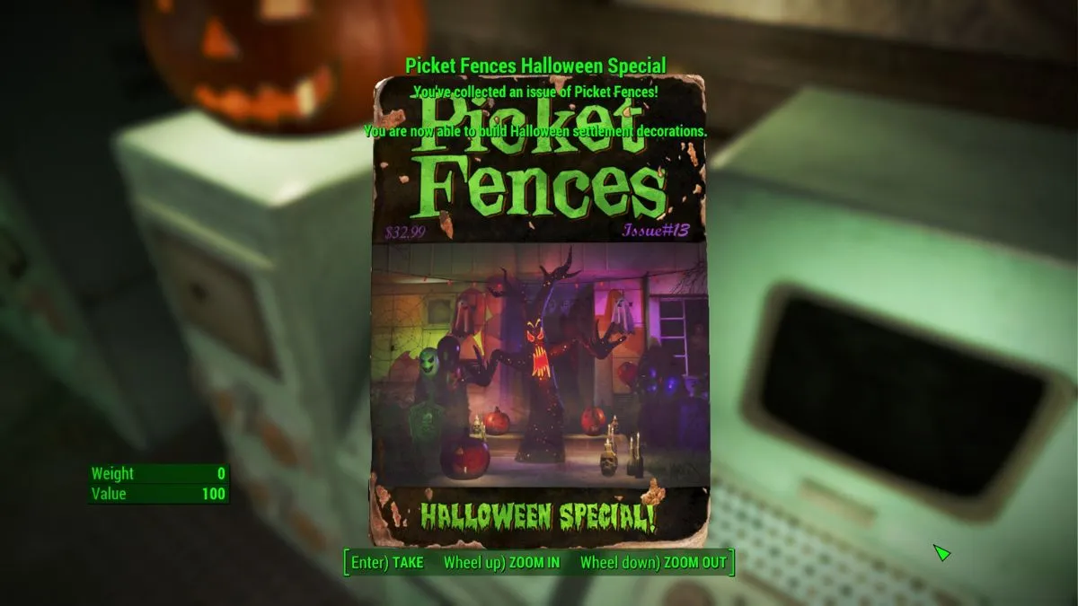 A picture of a player picking up "Picket Fences" issue #13, the Halloween Special.