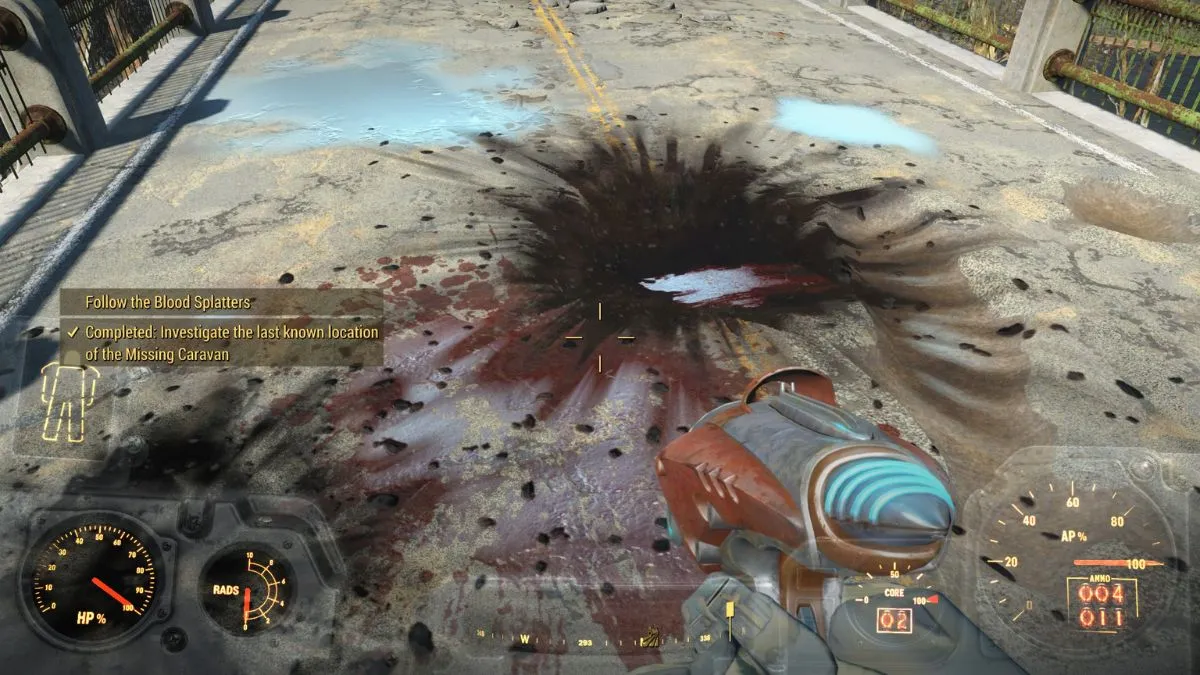 Blood from the missing trailer that was attacked by Enclave Soldiers