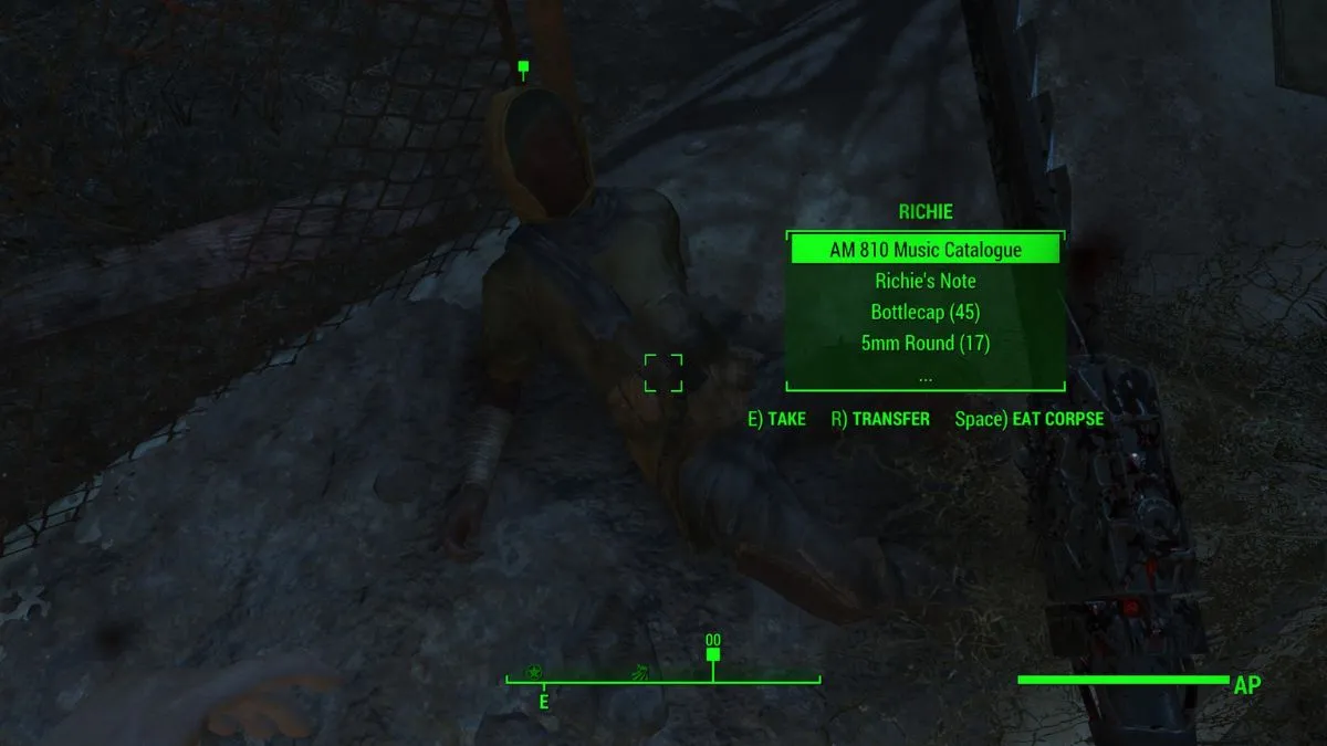 Richie's body laying in the Enclave's camp