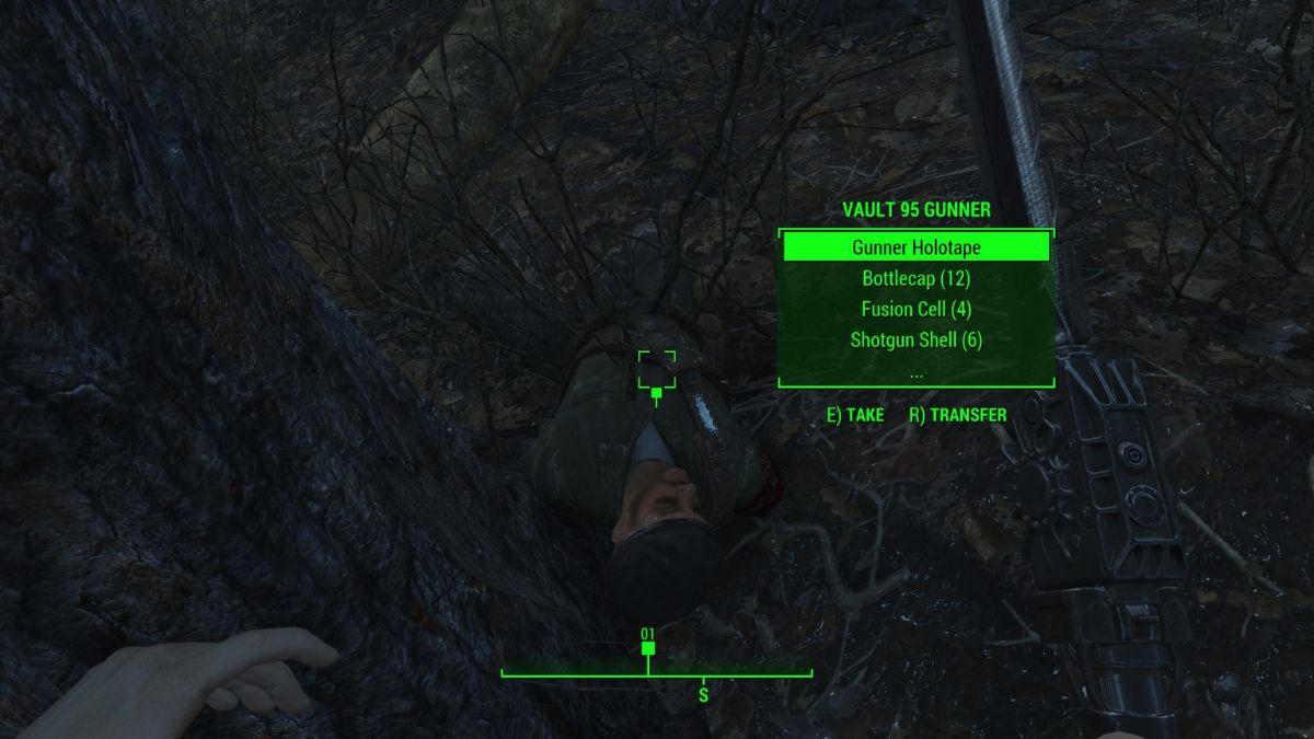 The body of the first Vault 95 Gunner that starts the quest