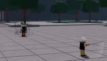 A player attacking a weak dummy in the Strongest Battlegrounds