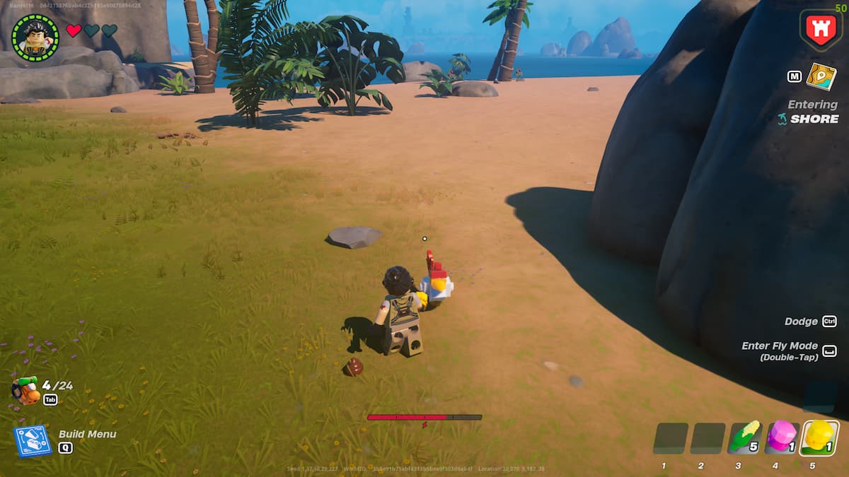 A player petting a chicken in Fortnite