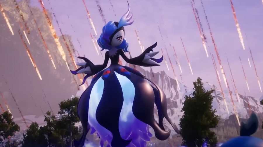 An image of Bellanoir flying in the air in Palworld