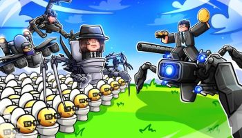 Two faction groups fighting each other in Skibidi Tower Defense