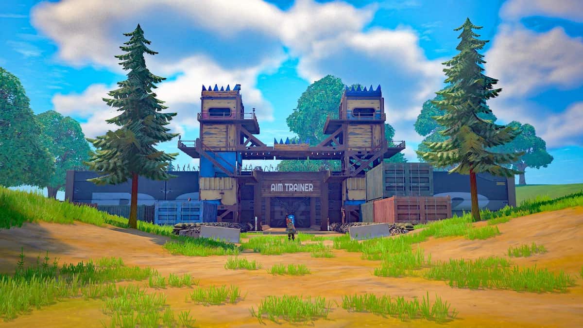 A player standing before a castle in Fortnite