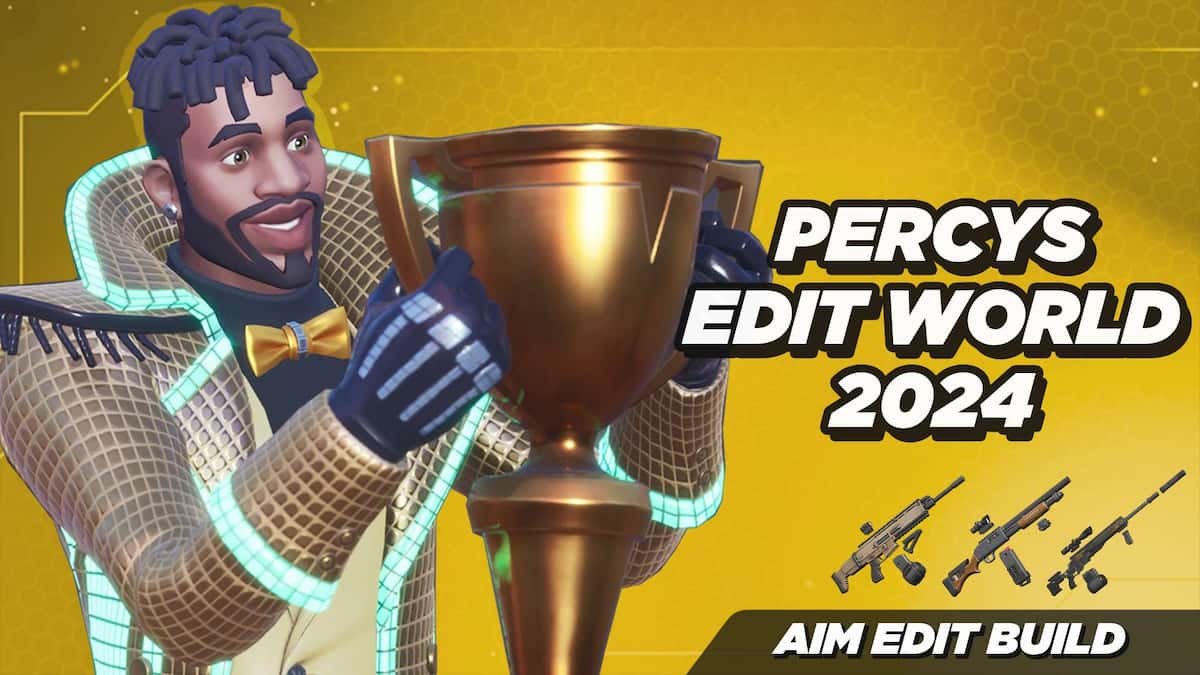 An image of a character holding a trophy in Fortnite