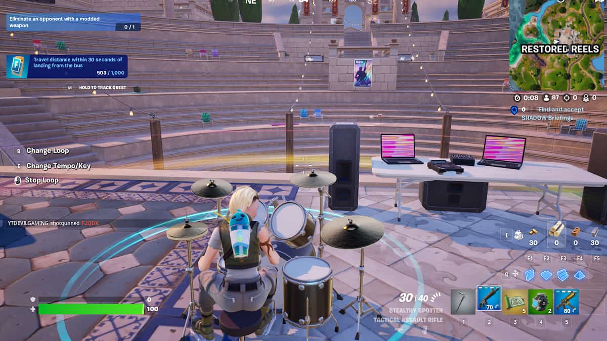Jamming using drums on the Concert Stage in Fortnite