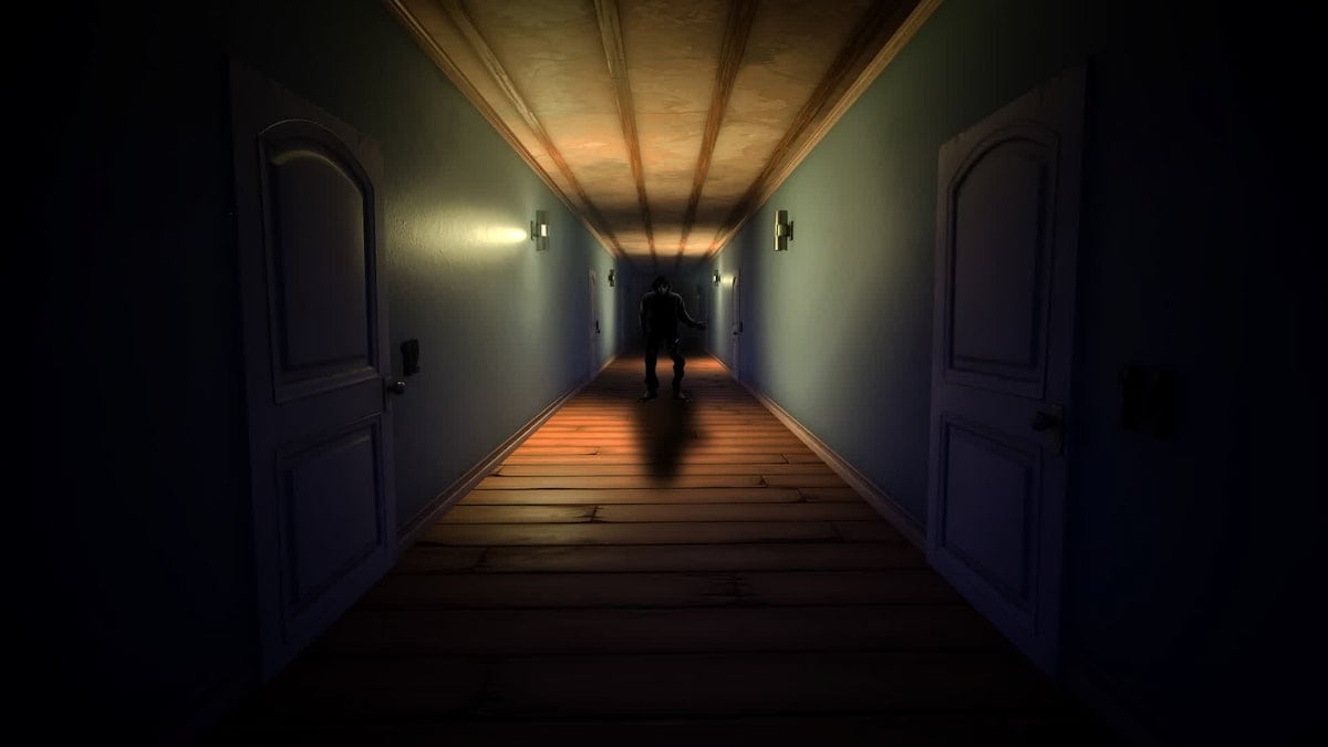 A mysterious creature standing in a hallway in Fortnite