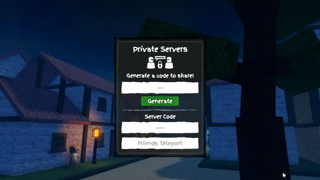 The server code input menu in Roblox GPO