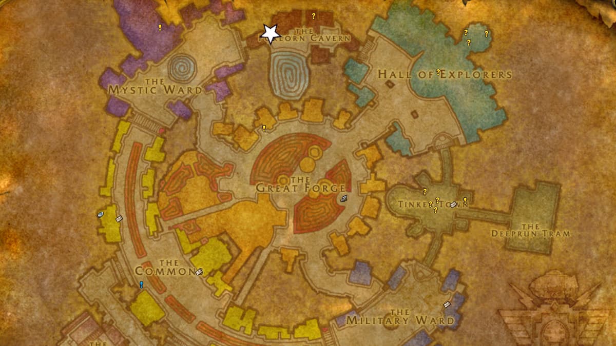 This is a map of where Grendag Brightbeard is located in Ironforgein World of Warcraft: Season of Dsicovery (WoW SoD).